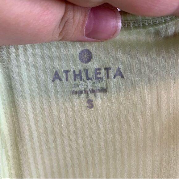 Athleta Green Stripe Speedsetter Tank Double Strap Racerback size small - Picture 7 of 10